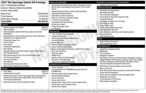 Shadow 2027 Kia Sportage Hybrid SX-Prestige
