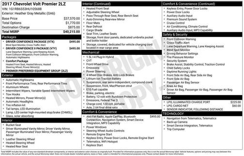 Heather Gray Metallic 2017 Chevrolet Volt Premier