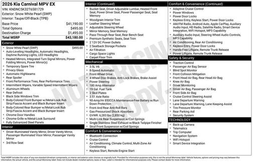 2026 Kia Carnival EX