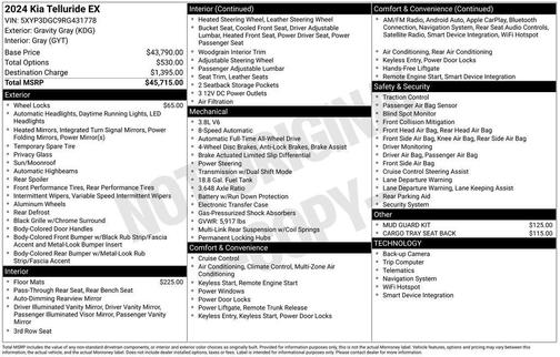 Gravity Gray 2024 Kia Telluride EX
