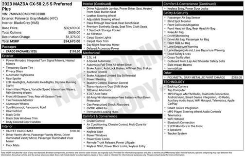 Polymetal Gray Metallic 2023 Mazda CX-50 2.5 S Preferred Plus Package