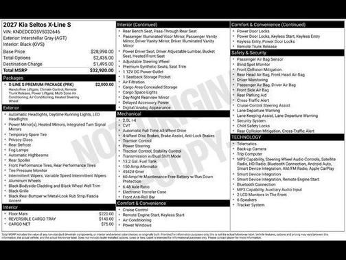 Gray 2027 Kia Seltos X-Line