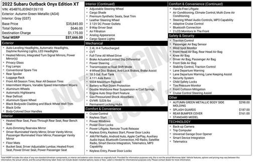 2022 Subaru Outback Onyx Edition XT