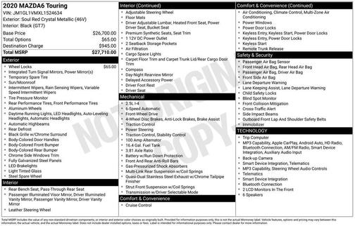 Soul Red Crystal Metallic 2020 Mazda Mazda6 Touring