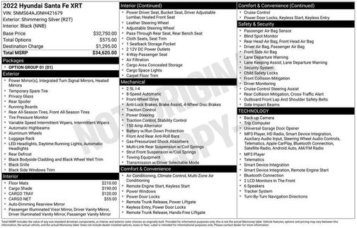 Shimmering Silver Pearl 2022 Hyundai SANTA FE XRT