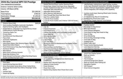 2026 Kia Carnival SX Prestige