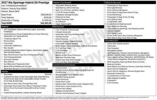 Gravity Gray 2027 Kia Sportage Hybrid SX-Prestige