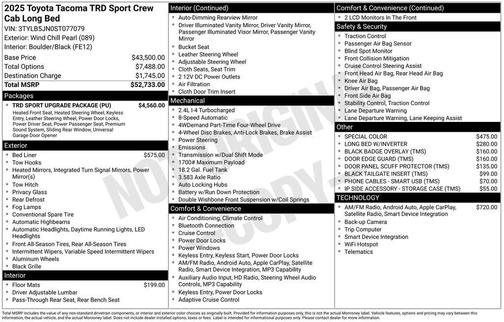 Wind Chill Pearl 2025 Toyota Tacoma TRD Sport