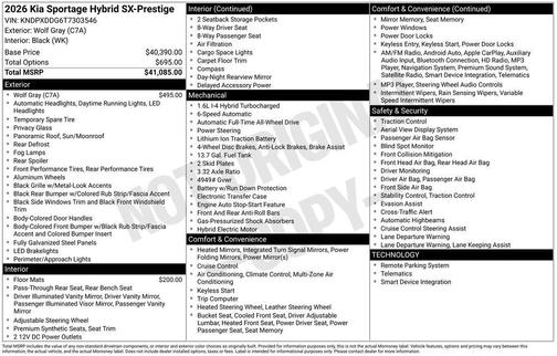 2026 Kia Sportage Hybrid SX-Prestige