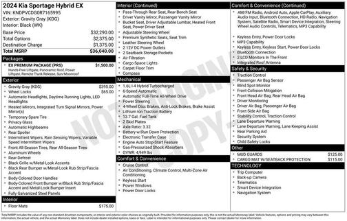 Gravity Gray 2024 Kia Sportage Hybrid EX