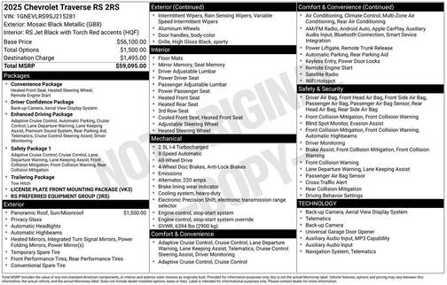 Mosaic Black Metallic 2025 Chevrolet Traverse RS