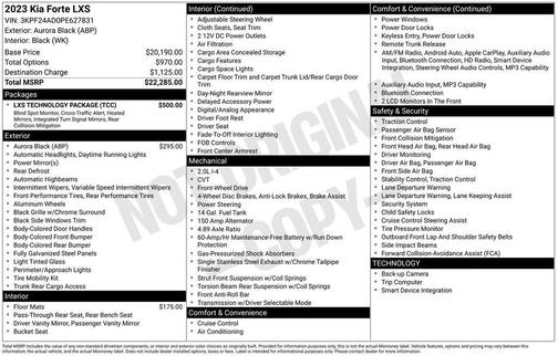 Aurora Black Pearl 2023 Kia Forte LXS