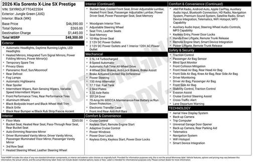 2026 Kia Sorento X-Line SX Prestige