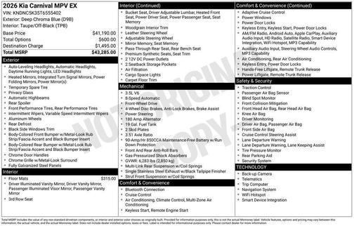2026 Kia Carnival EX
