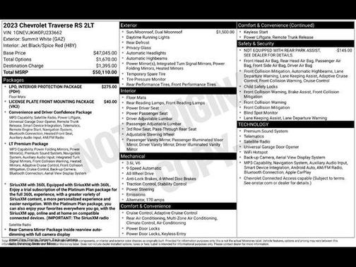 Summit White 2023 Chevrolet Traverse RS