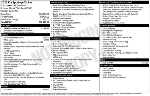 Glacial White Pearl 2026 Kia Sportage X-Line
