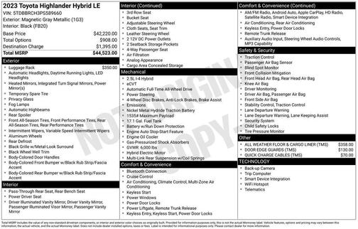 Magnetic Gray Metallic 2023 Toyota Highlander Hybrid LE