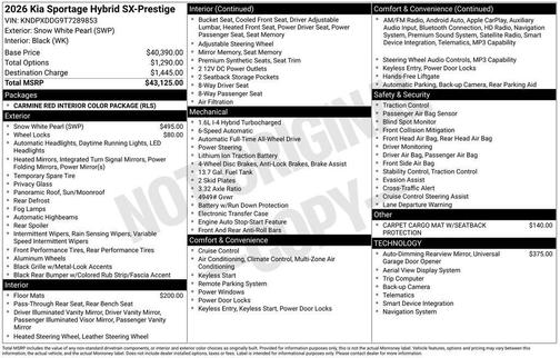 2026 Kia Sportage Hybrid SX-Prestige