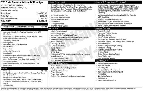 2026 Kia Sorento X-Line SX Prestige