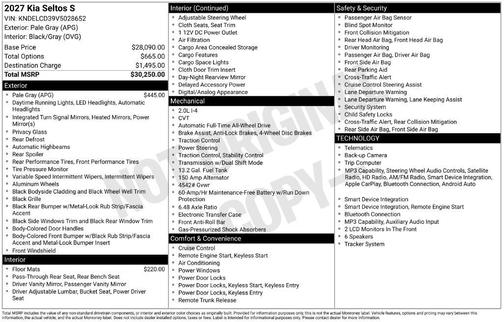 Gray 2027 Kia Seltos S