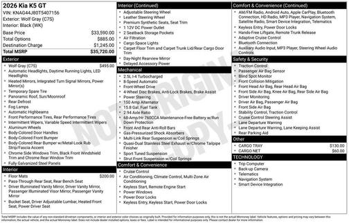2026 Kia K5 GT