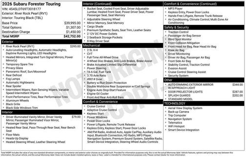 River Rock Pearl 2026 Subaru Forester Touring