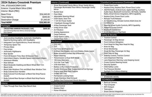 Crystal Black Silica 2024 Subaru Crosstrek Premium