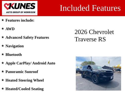 Mosaic Black Metallic 2026 Chevrolet Traverse RS