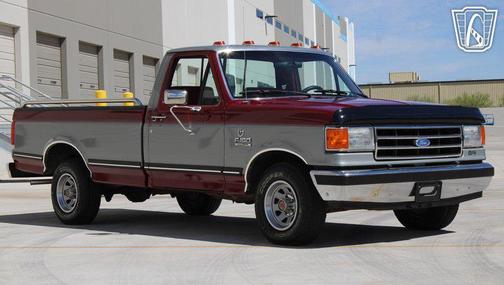 Silver and Maroon 1990 Ford F-150