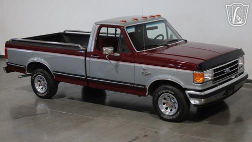 Silver and Maroon 1990 Ford F-150