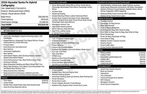 Rockwood Green 2026 Hyundai SANTA FE HEV Calligraphy AWD