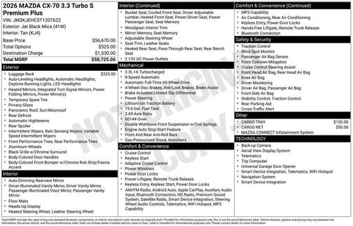 Jet Black Mica 2026 Mazda CX-70 3.3 Turbo S Premium Plus
