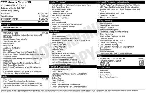 Ultimate Red 2026 Hyundai TUCSON SEL