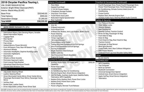 Bright White Clearcoat 2018 Chrysler Pacifica Touring-L