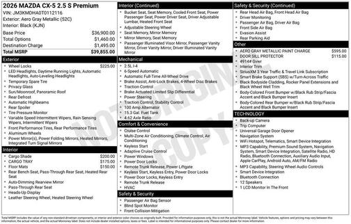 Aero Gray Metallic 2026 Mazda CX-5 2.5 S