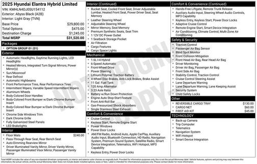 Abyss Black 2025 Hyundai ELANTRA HEV Limited