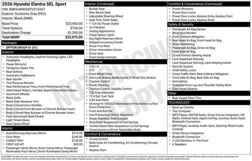 Ecotronic Gray 2026 Hyundai ELANTRA Sport