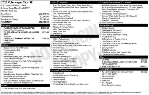 Deep Black Pearl 2023 Volkswagen Taos 1.5T SE