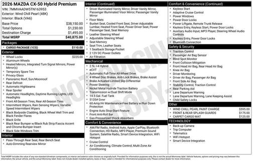 Wind Chill Pearl 2026 Mazda CX-50 Hybrid Premium