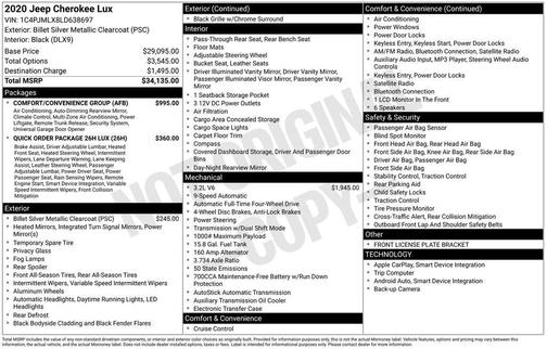 Billet Silver Metallic Clearcoat 2020 Jeep Cherokee Latitude Lux