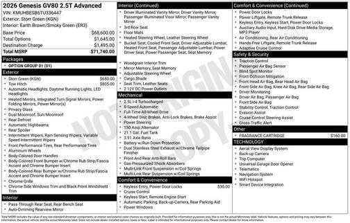 Storr Green 2026 Genesis GV80 2.5T Advanced
