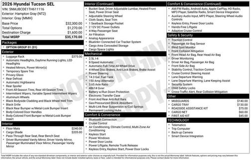 Hampton Gray 2026 Hyundai TUCSON SEL