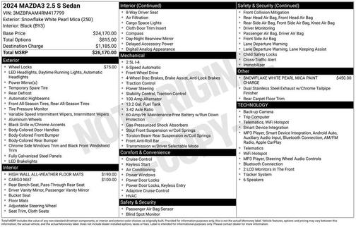 Snowflake White Pearl Mica 2024 Mazda Mazda3 FWD