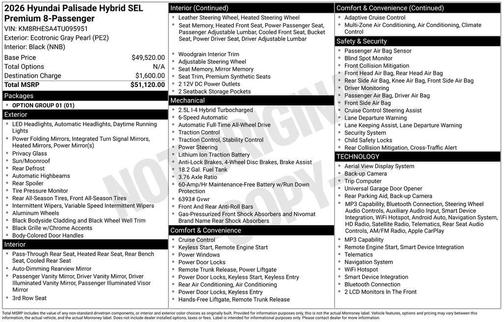 Ecotronic Gray Pearl 2026 Hyundai Palisade Hybrid SEL Premium 8P