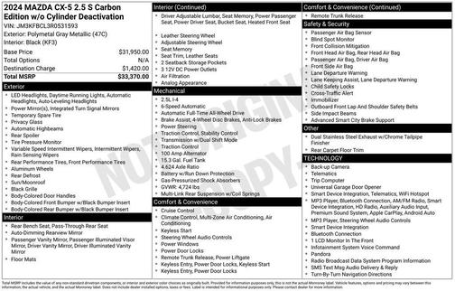 Polymetal Gray Metallic 2024 Mazda CX-5 2.5 S Carbon Edition