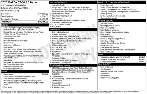wind chill pearl 2026 Mazda CX-50 2.5 Turbo