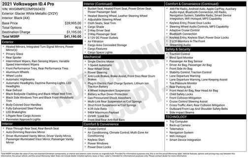 Glacier White 2021 Volkswagen ID.4 Pro
