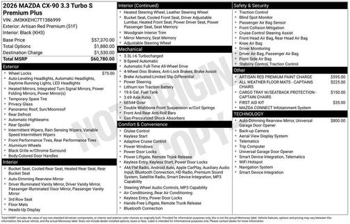 Artisan Red Premium 2026 Mazda CX-90 3.3 Turbo S Premium Plus