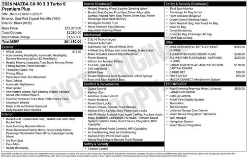 Soul Red Crystal Metallic 2026 Mazda CX-90 3.3 Turbo S Premium Plus