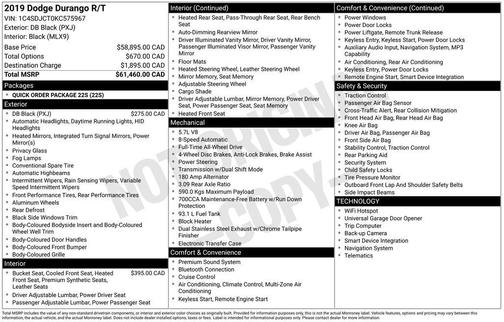 DB Black Crystal Clearcoat 2019 Dodge Durango R/T